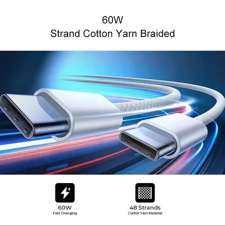 Câble de charge rapide en nylon tressé USB-C vers USB-C (60 W) Câble de charge rapide en nylon tressé USB-C vers USB-C (60 W)